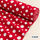 White Polka Dots on Red Cotton Flannel Fabric