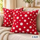 White Polka Dots on Red Cotton Flannel Fabric