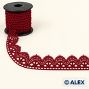 Dark Red Fan Edge Brussels Lace – 2.5 cm