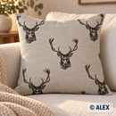 Stag Heads Cotton Upholstery Fabric – generated sewing-use illustration