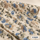 Blue and Beige Flowers Cotton Upholstery Fabric — fabric detail