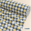 Yellow and White Circles fleece fabric roll