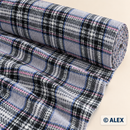 Grey and Pink Tartan fleece fabric roll