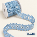Blue floral medallion Brussels lace