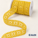Yellow floral medallion Brussels lace