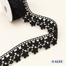 Black Floral Vine Brussels Lace, 4 cm