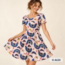 Folk Hens Jersey Fabric made into a dress