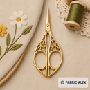 Gold embroidery scissors in use - Fabric Alex