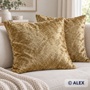 Gold velvet cushion covers — illustrative sewing use