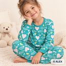 Hedgehogs and Hearts Jersey Fabric made into children's pyjamas