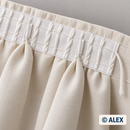 6 cm herringbone curtain heading tape sewn to a gathered curtain