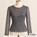 Grey Floral Stretch Lace Fabric — illustrative sewing example