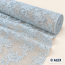 Light Blue Floral Lace Fabric on a roll