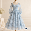 Light Blue Floral Lace Fabric — illustrative sewing example