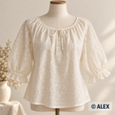 Ivory Cotton Lace Fabric — illustrative sewing example