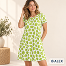 Lime Pebbles Cotton Jersey Fabric made into a casual dress