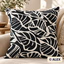 Black and White Abstract Leaves Linen Fabric — sewing inspiration