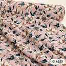 Flowers on Light Pink Linen Fabric — fabric detail