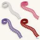 Looped floral edge Brussels lace in four colours