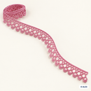 Pink looped floral edge Brussels lace