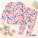 Love Birds and Hearts Jersey Fabric made into a children's set