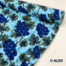 Midnight Grapes on Aqua Cotton Jersey Fabric