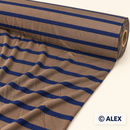 Mocha Navy Stripes Cotton Jersey Fabric