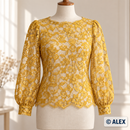 Mustard Yellow Floral Lace Fabric use-case