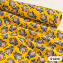 Owls on Yellow Cotton Corduroy Fabric — fabric detail
