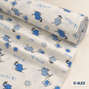 Blue Elephants and Balloons 100% organic cotton fabric roll