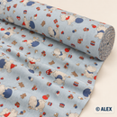 Circus Elephants on Blue 100% organic cotton fabric roll