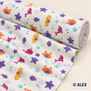 Purple and Pink Sea Life 100% organic cotton fabric roll