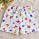 children's shorts sewing idea using Purple and Pink Sea Life organic cotton fabric