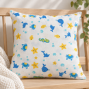 nursery cushion sewing idea using Blue and Yellow Sea Life organic cotton fabric