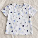 children's shirt sewing idea using Blue Nautical Hearts organic cotton fabric