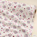Pink Owls and Stars Organic Cotton Fabric – fabric roll