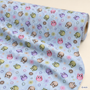 Pastel Owls on Blue Organic Cotton Fabric – fabric roll