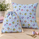Pastel Owls on Blue Organic Cotton Fabric – sewing inspiration; fabric sold separately