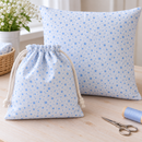 Blue Stars on White Organic Cotton Fabric – sewing inspiration; fabric sold separately