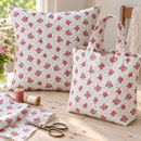 Pink Roses and Scrolls Organic Cotton Fabric – sewing inspiration; fabric sold separately