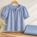 Light Blue Gingham Organic Cotton Fabric – sewing inspiration; fabric sold separately