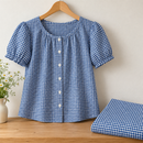 Navy Gingham Organic Cotton Fabric – sewing inspiration; fabric sold separately