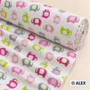 Colourful Elephants organic cotton fabric roll