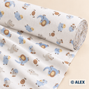 Pastel Safari Animals organic cotton fabric roll