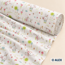 Bunnies and Garden organic cotton fabric roll