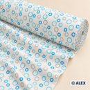Blue and Aqua Rings organic cotton fabric roll
