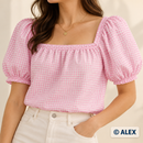 Pink Gingham organic cotton clothing sewing inspiration