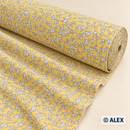 White Ditsy Flowers on Yellow organic cotton fabric roll