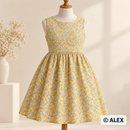 White Ditsy Flowers on Yellow organic cotton clothing sewing inspiration