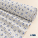 Blue Roses on Grey organic cotton fabric roll